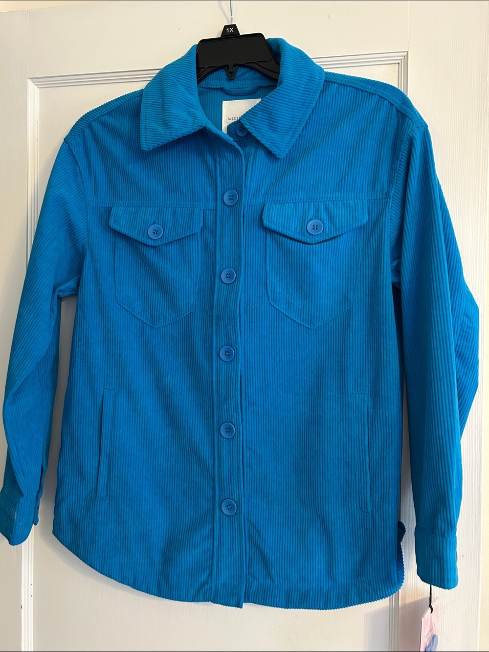 NWT Avec Les Filles royal blue corduroy jacket/ shirt.